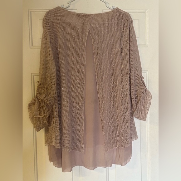 Simply Couture Women’s 3/4 Sleeve Blush Color Layered Blouse 1X‎ - Picture 9 of 13